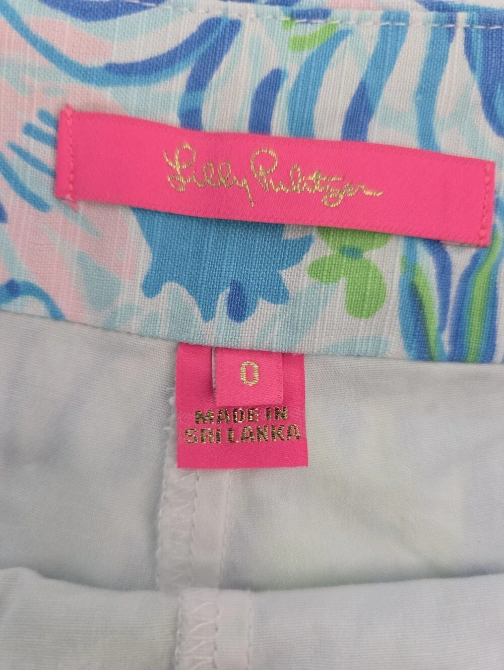 Lilly Pulitzer Blue Pink Floral Print Scallop Lace Skort Size 0